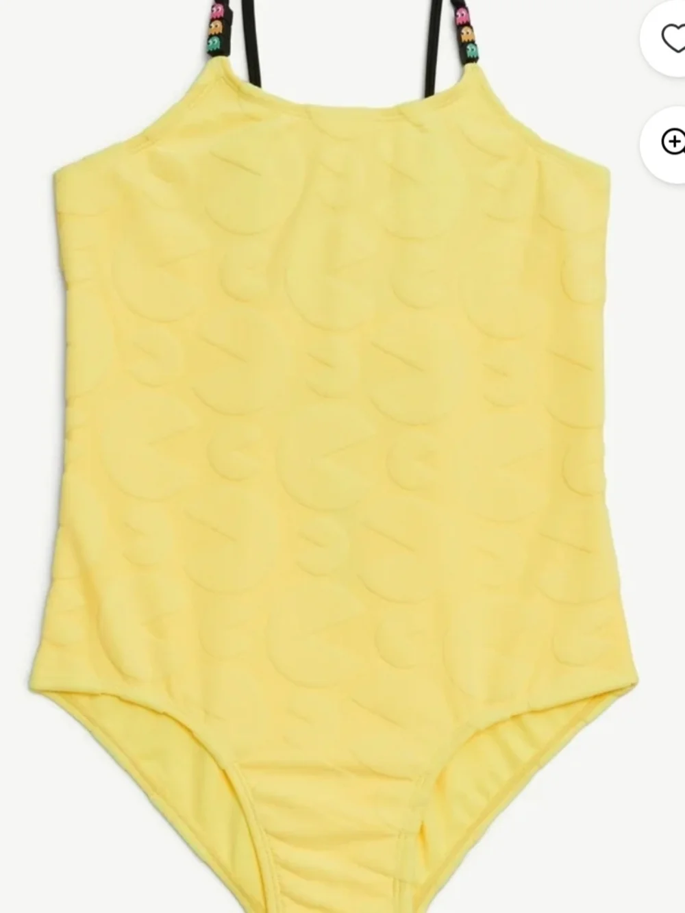 Pacman X Justice Yellow Terry Textured One-Piece Swimsuit - L 12/14 NWT